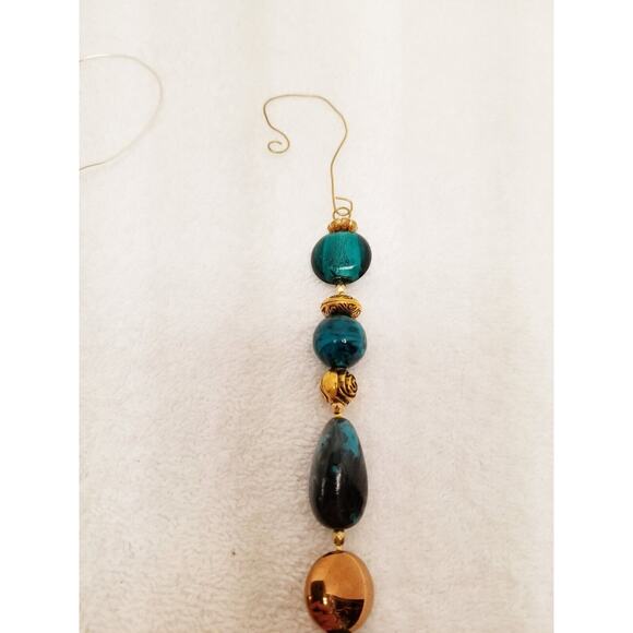 Four teal silver and gold Christmas icicle ornaments c20 - Picture 8 of 11